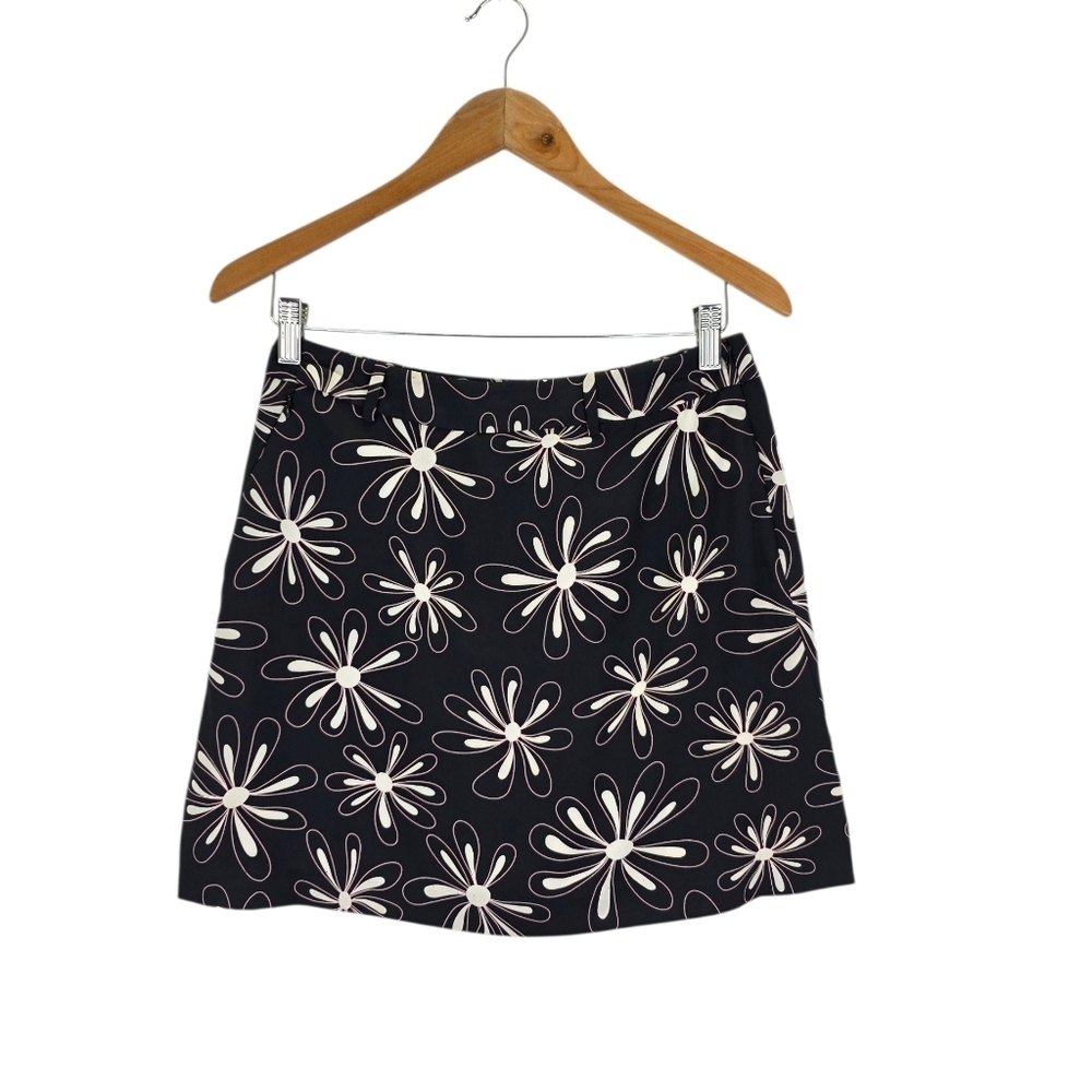 Vintage 90s Grunge Tehama A Line Mini Skort‎ Zip Black Pink Floral Daisy Size 4